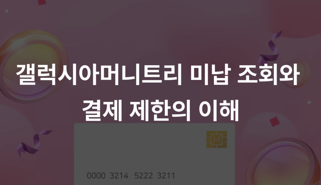 갤럭시아머니트리 미납 조회와 결제 제한