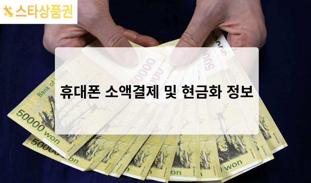 휴대폰 소액결제 및 현금화 정보